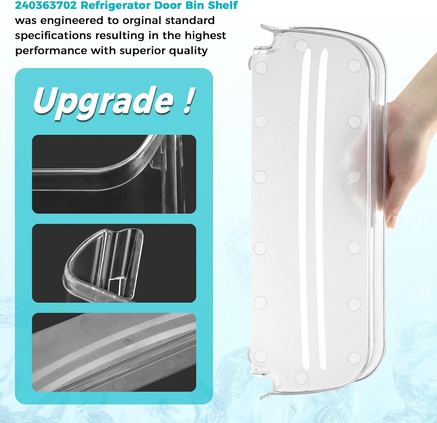 Upgrade 240363702 Lot De Bacs De Porte Inférieure De Réfrigérateur Remplace 240363704 240363705 240363708 AP2116106 PS430207 Dimensions 36,3 Cm (L) × 11,5 Cm (L) X 13 Cm 2,7 Cm Hauteur :