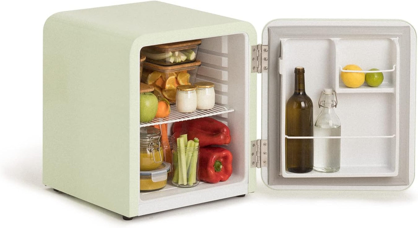/ RETRO FRIDGE 50 Wood/Réfrigérateur Vert Avec Poignée Bois/Pratique Et Fonctionnel, Matériaux Résistants