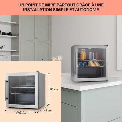 Beersafe L Mini Frigo De Chambre Pour Boissons, Petit Frigo Silencieux, Mini Bar Intérieur, Petit Refrigérateur Camping, Stockage De Bières, Vins, Boissons, Etagères Amovibles, 3-10°C, 47L