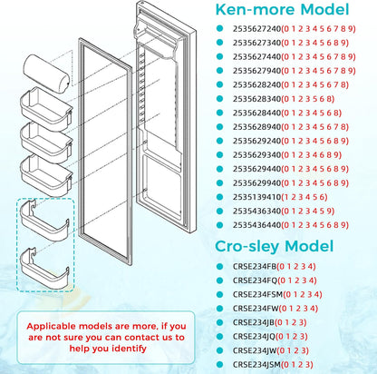 Upgrade 240363702 Lot De Bacs De Porte Inférieure De Réfrigérateur Remplace 240363704 240363705 240363708 AP2116106 PS430207 Dimensions 36,3 Cm (L) × 11,5 Cm (L) X 13 Cm 2,7 Cm Hauteur :