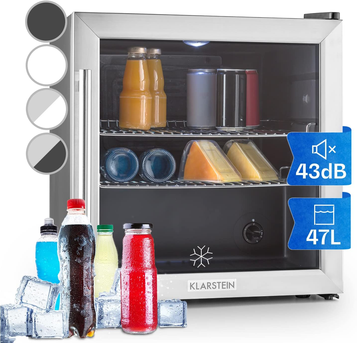 Beersafe L Mini Frigo De Chambre Pour Boissons, Petit Frigo Silencieux, Mini Bar Intérieur, Petit Refrigérateur Camping, Stockage De Bières, Vins, Boissons, Etagères Amovibles, 3-10°C, 47L