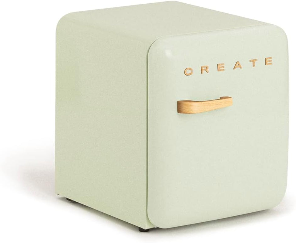 / RETRO FRIDGE 50 Wood/Réfrigérateur Vert Avec Poignée Bois/Pratique Et Fonctionnel, Matériaux Résistants