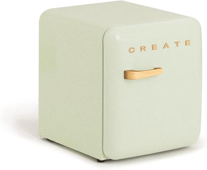 / RETRO FRIDGE 50 Wood/Réfrigérateur Vert Avec Poignée Bois/Pratique Et Fonctionnel, Matériaux Résistants