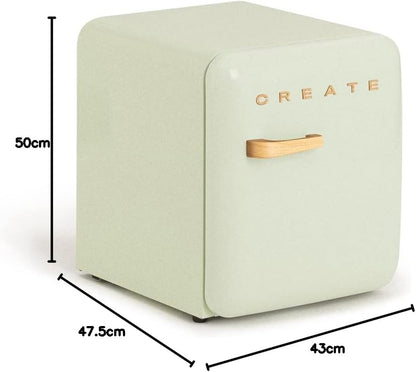 / RETRO FRIDGE 50 Wood/Réfrigérateur Vert Avec Poignée Bois/Pratique Et Fonctionnel, Matériaux Résistants